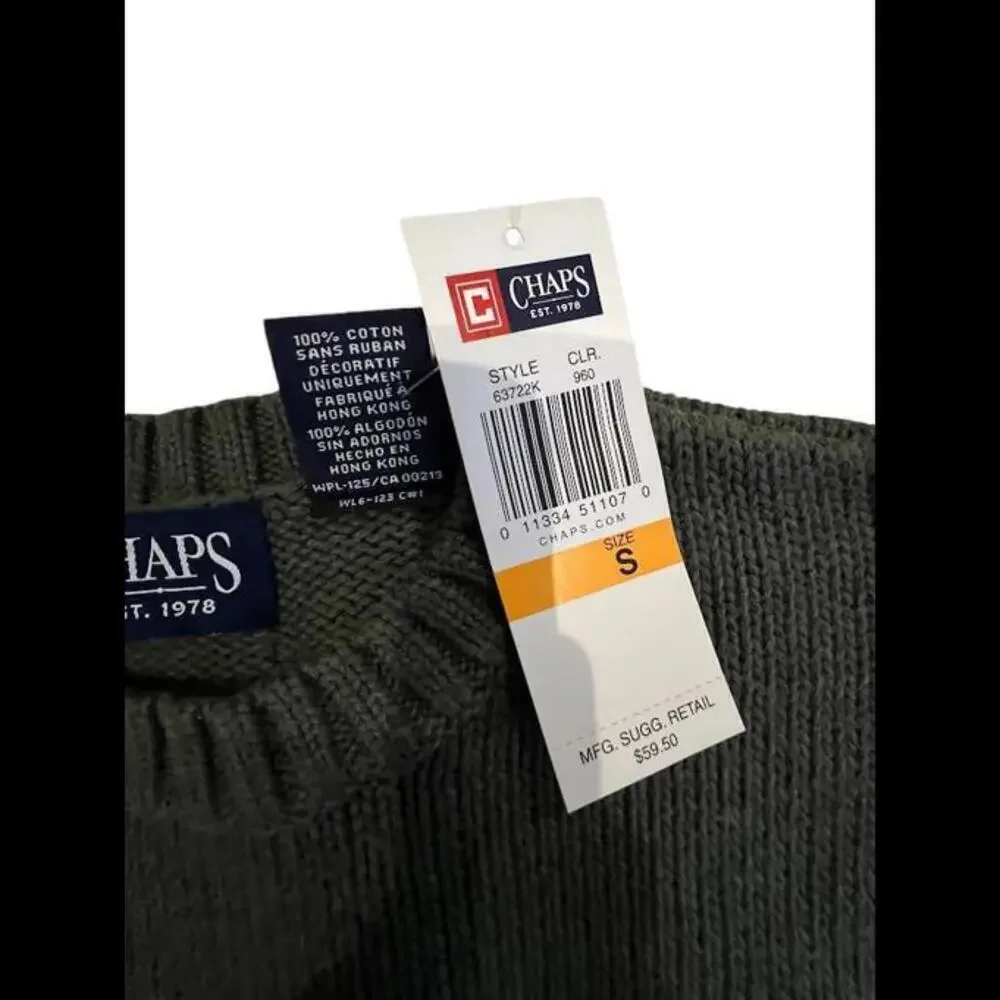Chaps Men's Cotton Crewneck Sweater - Olive Green - Size S - NWT